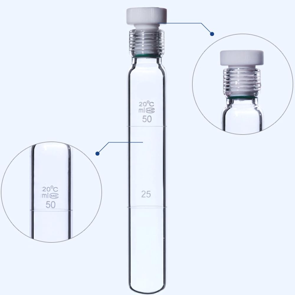 Tubo de ensayo graduado de vidrio grueso, 10 25 35 50 100ml, con cristalería de laboratorio, experiencia química(100ml redondo Bottom)