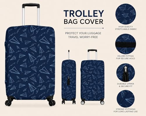 Image of Printed Luggage Cover for Traveling Bag & Suitcase - Stretchable & Scratchproof Trolley Protector with Velcro Lock & Lightweight Washable Material(Suitcase Not Included, Only Cover in Product)