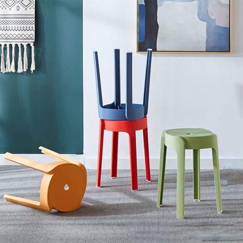 joukares 6 taburetes de plástico, taburetes apilables, sillas de bar sin respaldo, antideslizantes, impermeables, sillas individuales para cocina, comedor, sala de estar (6 piezas) - imagen 7