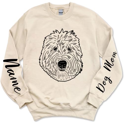 Personalized Pet Lover Gifts, Old English Sheep Dog Sweatshirt for Dog Mama Dog Dad, DogMom Shirts for Women, Custom Dogs Breeds Graphic Tee, Pets Lover Gift for Mothers Day, Birthday, Christmas