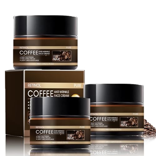 Crema Hidratante Retinol Cafeína Anti-Arrugas, Crema De Retinol De Café Contra Las Arrugas, La Cafeína Hidratante Crema Facial Reparar Profundamente La Piel y Retrasar el envejecimiento (3 unidades