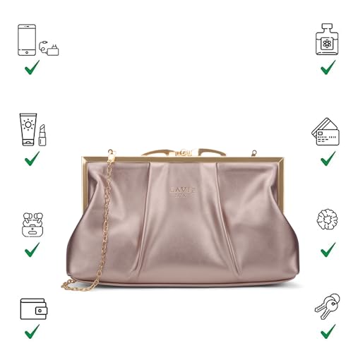 Image of Lavie Luxe Women's Pleato 2-Compartment Frame Cross Body Sling Bag | Ladies Purse Handbag | Gift for Women