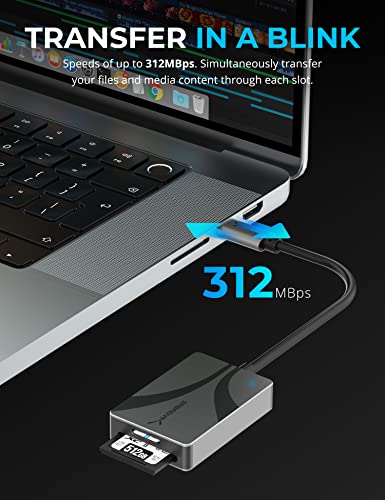 SABRENT USB Type-C Card Reader, Dual-Slot UHS-II SDXC and
