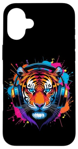 Ya en manzanajugosa.com: Tiger Con Auriculares, Colorido Música De Arte Digital Tigre Carcasa para iPhone 16 Plus