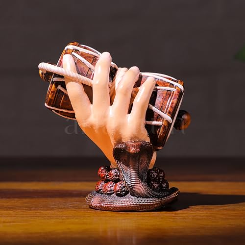 Image of Artarium Shiva Damru Idol Shiv Hand Murti Shivji Hand with Damru Statue Religious Shiva with Shehnaag Showpiece Ideal for Car Dashboard Pooja Room Home Decor (Shiv Damru Light Brown 3 Inch)
