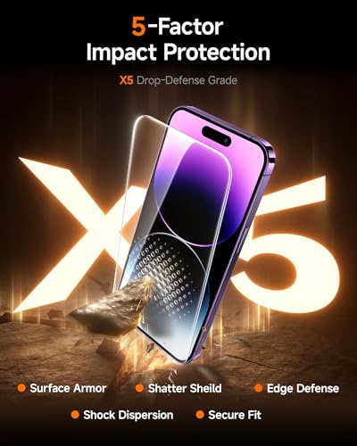 Image of SMARTDEVIL 2 Pack for iPhone 14 Pro Max Screen Protector, 9H Hardness Military Grade Shatterproof, HD Clear Tempered Glass with Auto Dust-Elimination, Bubble Free, Easy Installation, Case Friendly