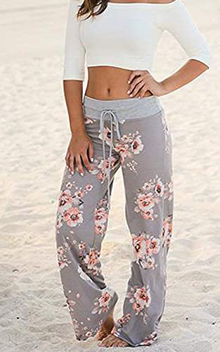 Image of NEWCOSPLAY Women's Comfy Pajama Pants Casual Drawstring Palazzo Lounge Wide Leg Pants