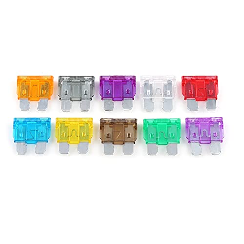 Kit de 100 fusibles automotrices de aleación de zinc, 2 A, 3 A, 5 A, 7,5 A, 10 A, 15 A, 20 A y 25 A, voltaje nominal 32 V, con caja de almacenamiento para auto y SUV, cumplimiento ROHS miniatura 1