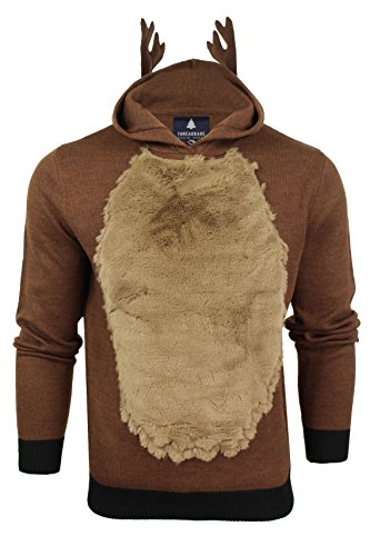 Price comparison product image Mens Christmas Rudolf Reindeer Xmas Hoodie Jumper (Rudolf) L