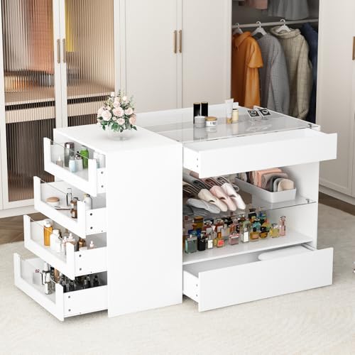 Homsee 6-Drawer Glass Top