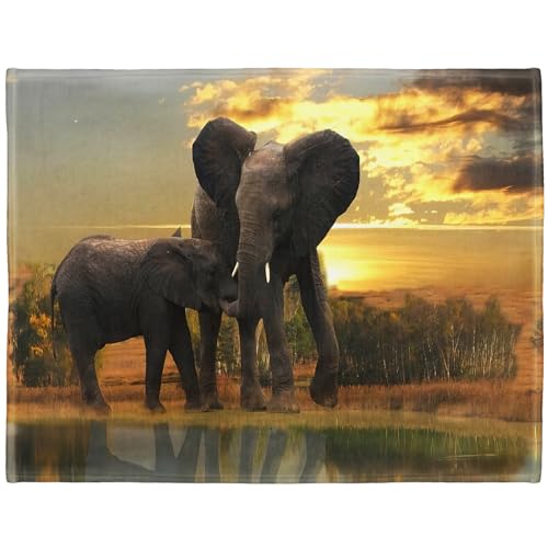 YISUMEI - Couverture polaire douce - Mère éléphant enfant 150 x 200 cm plaid convient pour canapé ou lit