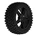 BQLZR Black Front Rear Pentagram Plastic Wheel Rims + High Grip Rubber Tires Tyres for RC 1:10 Off-Road Car Buggy Pack of 4