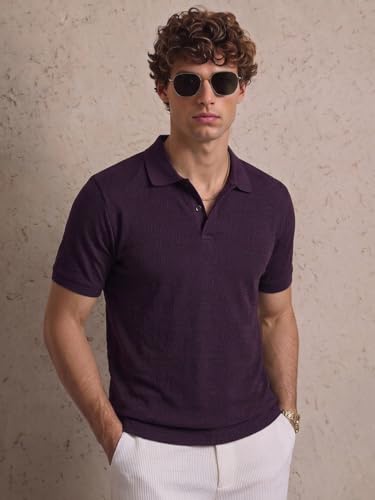 Image of TAGDOMen's Polo T Shirt | Half Sleeve | Textured & Collar Polo T-Shirt for Men (2053)