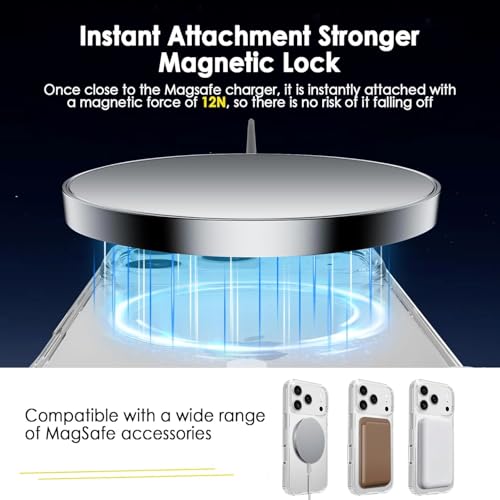 Image of Magnetic Case for iPhone 17 Pro Compatible with MagSafe, Shockproof Phone Bumper Cover, Anti-Scratch Clear Back (Clear)