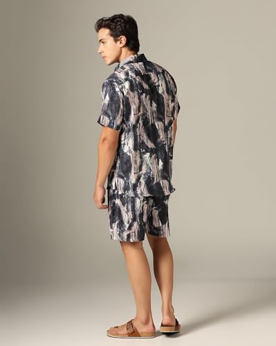Image of GRECIILOOKS Men's Rayon Printed Co-Ord Set | Cord Set | Night Suit | T-Shirt And Shorts Set | Night Dress | Pyjama Set