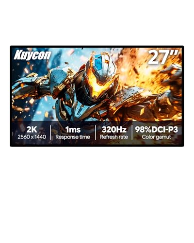 Kuycon P27S 27-calowy monitor gier IPS 2K (2560x1440), 320Hz, 1ms GTG, 10-bitowa głębia kolorów, 99% sRGB, 98% DCI-P3, VRR, HDR, ochrona oczu (Honeycomb - without Stand)