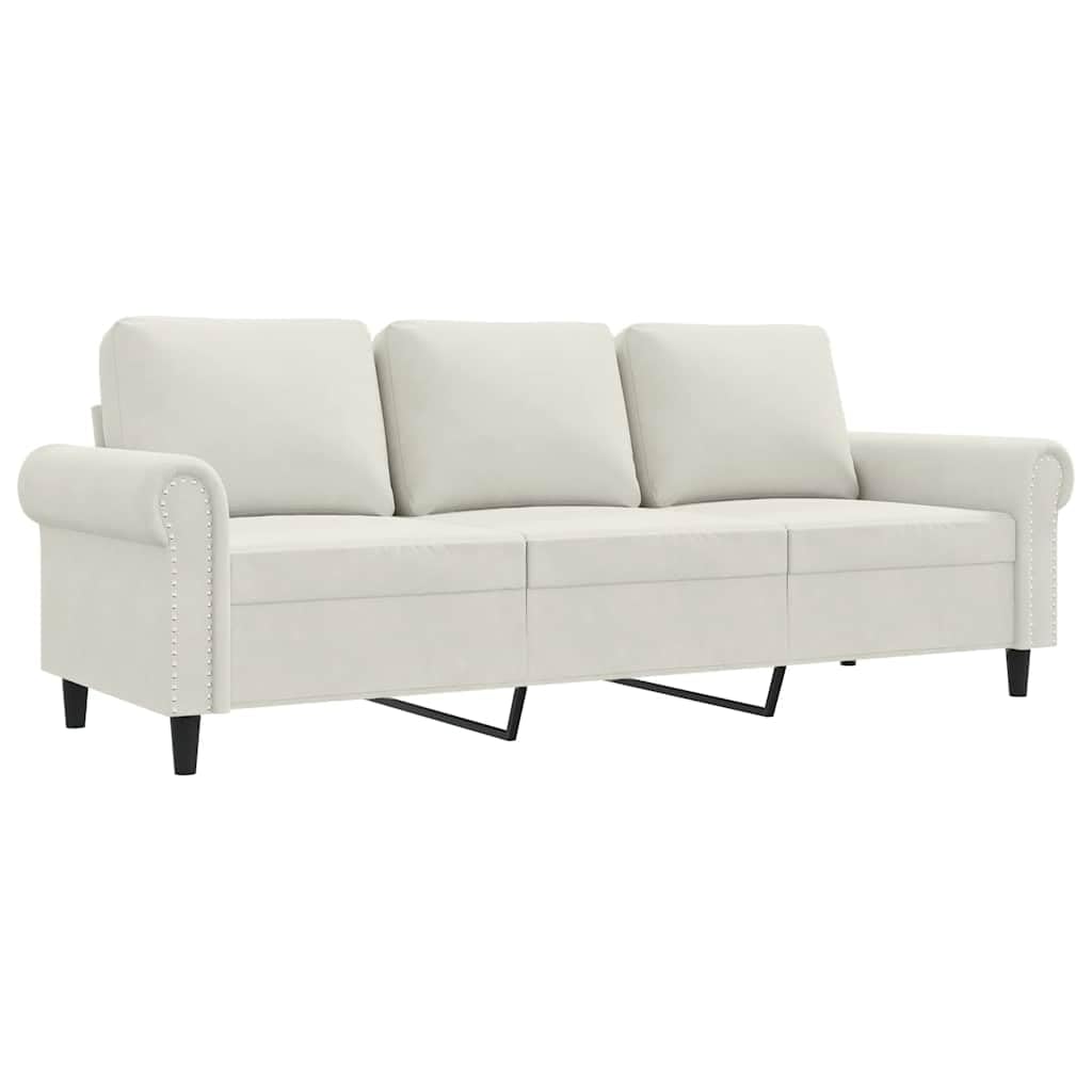 vidaXL Divano a 3 Posti Crema 180 cm in Velluto