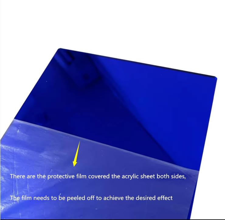 XIAOYUE Acrylic Dark Blue Mirror Sheet,Colorful Acrylic Mirror Sheet,2 Pack Blue Mirrored Acrylic Lucite Plexiglass Sheet (Actual Size 11.875
