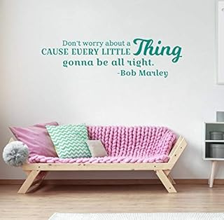 Don't worry about a thing - Bob Marley quotes, inspirational quotes decor, Vinyl Wall Quotes, Nursery Wall Art Stickers, Office wall Decal