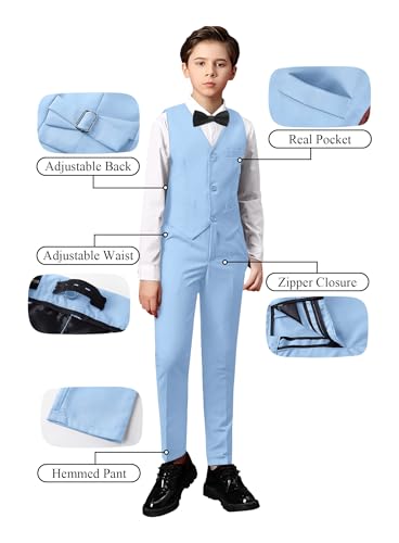 Image of Toddler Suits Slim Fit Suit for Boys,Formal Tuxedo Ring Bearer Outfit Kids Dress Clothes for Wedding,Adjustable Waist