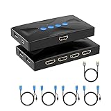 4 Port HDMI KVM Switch w/5-pack Cables, Yinker 4K@30Hz USB HDMI KVM for 4 Computers 1 Monitor + Wire