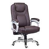 Bürostuhl aus Leder, mittlere Rückenlehne, mit Armlehnen, perfekt für Gaming und Cyber-Cafés, Weiß