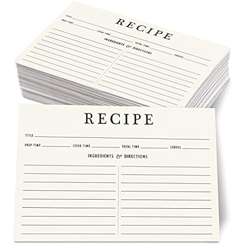 Neatz Classic Recipe Cards 4x6 Inches, 50 count, Double Sided. Thick Card Stock. Perfect for Recipe Box & Recipe Binder Cover