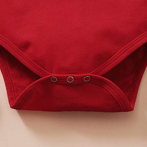Lysmuch Baby Girls Ruffle Short Sleeve Bodysuit Infant Solid Onesie Casual Plain Blouse Top Romper (Red, 12-18 Months) #TOP4