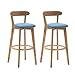 ZJF Lot De 2, Tabourets De Bar - Hauteur D'assise 70 Cm, Tabouret De Cuisine en Bois Massif avec Coussin en Lin, Chaises Hautes À Hauteur De Bar - Design Ergonomique (Color : Blue)