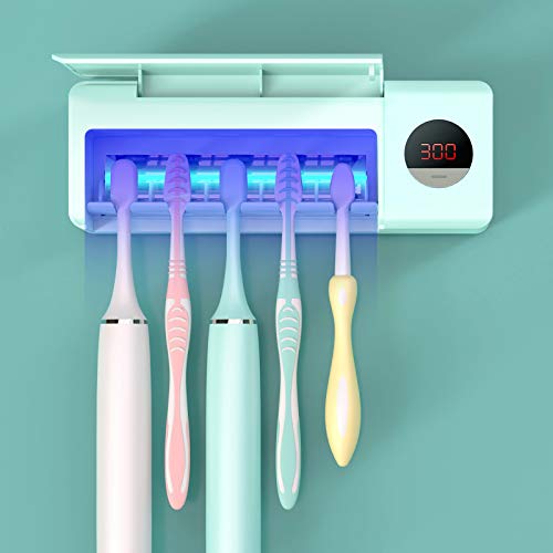 UV-Zahnbürsten-Desinfektionsmittel, Badezimmer-Zahnbürstenhalter, Wandmontage, mit Sterilisator-Funktion, 2000 mAh Ladung, Timing-Funktion,