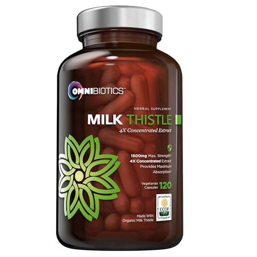 Organic Milk Thistle Capsules, 1500mg 4X Concentrated Extract with Silymarin is The Strongest Milk Thistle Supplement Available. Great for Liver Cleanse! 120 Vegetarian Capsules