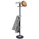 SPRINGOS Perchero con pie de mármol, soporte para paraguas, diseño de árbol, perchero de pie, base de mármol, ayudante de organización, color negro, altura: 174 cm