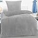 Produktbild BaSaTex Winter Plüsch Bettwäsche Set | 135x200 cm Deckenbezug + 80x80 cm Kissenbezug | Cashmere-Touch Coral Fleece,Rip-Cord | Reißverschluss | Grau