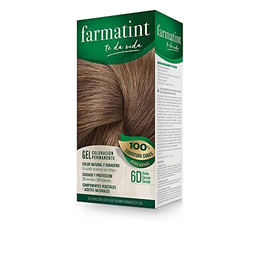 Farmatint 6D Rubio Oscuro Dorado. Tinte permanente. Cabello natural y color duradero. Sin amoníaco ni parabenes ni parafinas ni siliconas, 135ml