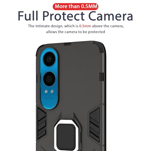 Image of Pikkme D5 Tough Armor Bumper | 360 Protection Case | Ring Holder Stand Case for OnePlus Nord Ce 4 Lite 5G (Black)