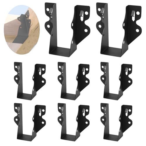 16 Pcs 2x4 Joist Hanger , Black Powder-Coated, Rafter Hurricane Tie Brackets Truss Hanger Tie Brackets for Floor Deck and Ceiling Trusses