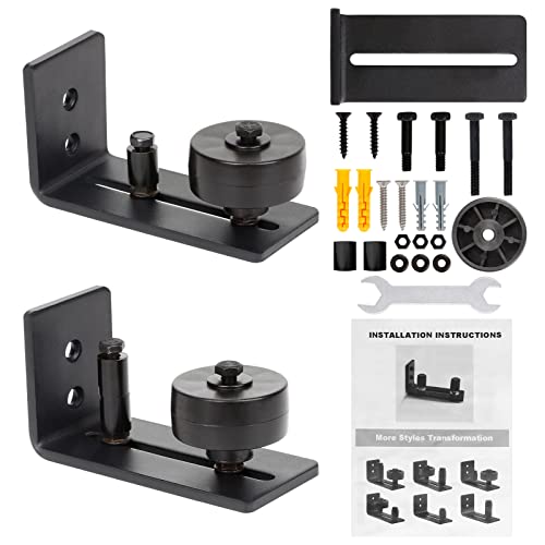 2 piezas de guía de suelo para puertas correderas con tornillos, 8 posibles variantes para todas las puertas de establo, perfecto para todas las puertas correderas Cover