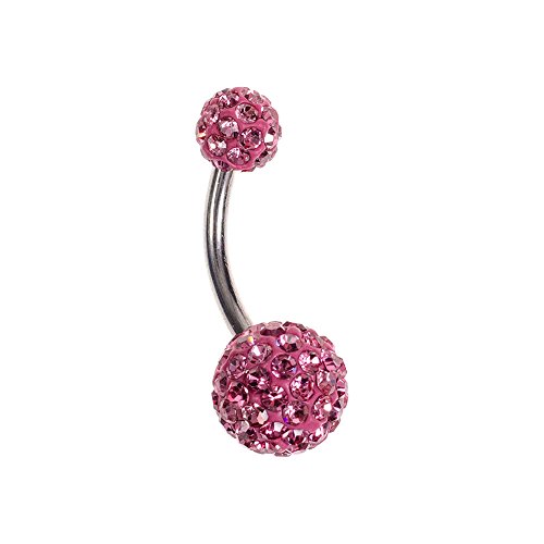 Blue Banana Body Piercing Barra Ombligo Bola Purpurina Acero Quirúrgico 1.6mm (Rosado)