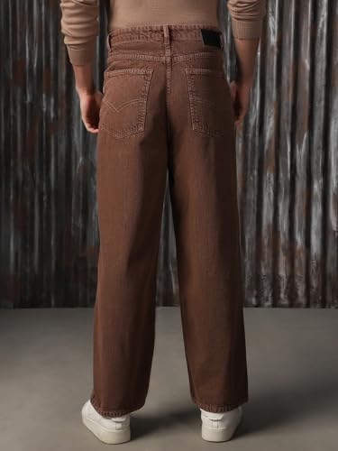 Image of High Star Men Cotton Washed Loose Fit Casual Mid-Rise Jeans