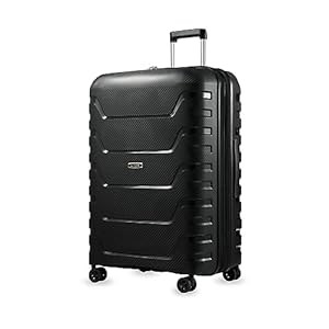 LUGGEX 28 Inch Luggage with Spinner Wheels – Polypropylene Lightweight Luggage Expandable – Effortless Expansion, Weightless Journey (Black Suitcase)