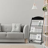 4 roues, 2 freins : le porte-revues stable dispose de 4 roues mobiles universelles qui peuvent être facilement déplacées à un endroit spécifique même après le remplissage de magazines, et 2 roues ont des freins qui peuvent fixer le support d'exposition et empêcher le glissement, ce qui est très économique pour le commerce des foires