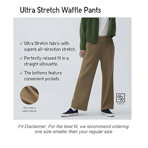 Image of Alan Jones Clothing Women's Straight Fit Mid Rise Solid Stretch Waffle Straight Pants