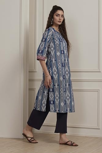 Image of BIBA Women Cotton Printed Straight Kurta