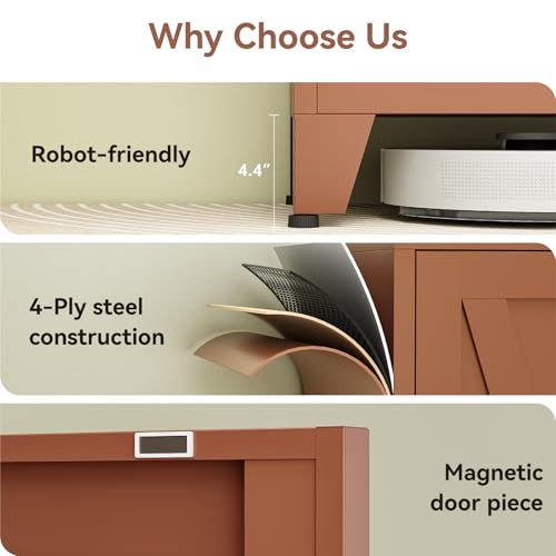 Image of Farmhouse Pantry Cabinet with Barn Doors, 71 inch H x 31.5 inch W, 5-Tier Metal Storage Cabinet with 4 Adjustable Shelves for Kitchen Garage Dining Room,Brown 1 Pack