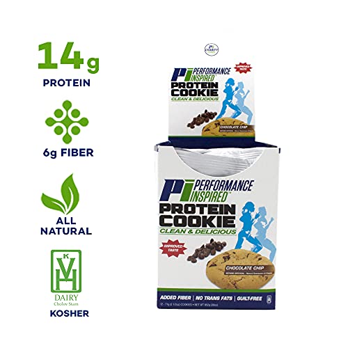 Performance Inspired Nutrition Protein Cookie - Contains: Big 14G Isolate Proteins - 6G Of Fiber - All Natural - Gluten Free - No Artificial Ingredients - Great Tasting Chocolate Chip Flavor - 12 Count #TOP1