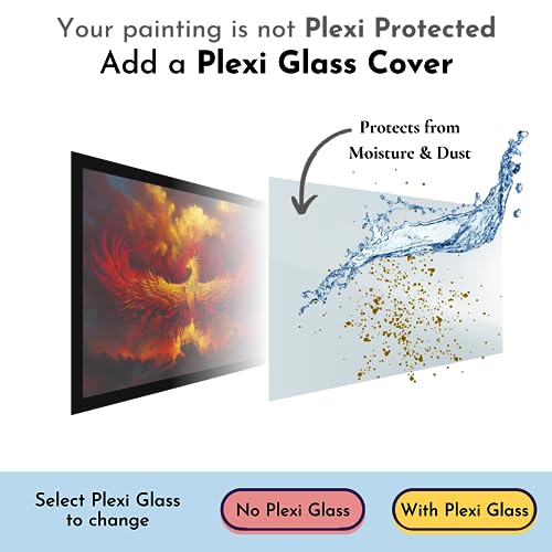 Image of Mad Masters Phoenix Bird Wings on Fire Painting Hanging Photo Frame Decorative Item for Living Room, Bedroom, Home Decor and Wall Decoration (MM 1897, 30.5L x 20.3W cm, Paper, Without Plexi Glass)