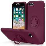 MOCCA Compatible with iPhone SE 2022 Case 4.7inch,iPhone SE3 Case,iPhone SE 2020 Case/iPhone 8 Case with Ring Kickstand | Microfiber Lining | Shockproof Stand Case for iPhone 7/8/SE2/SE3 - WineRed