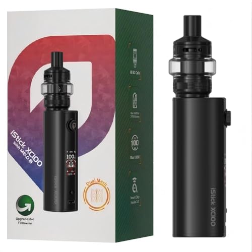 For Eleaf iStick XC100 Kit 100 W Mod (Negro) 5 ml Tanque MELO X Resistencia EC D 0,3 Ω/0,5 Ω | Control deslizante de bloqueo | Pantalla TFT de 1,05'' | Batería 18650/21700 [Excluida]   No Nicotine