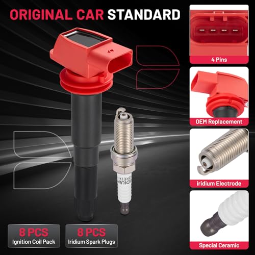Image of BDFHYK Ignition Coil UF660 and Spark Plug AP5325 for Porsche Cayenne 08-18