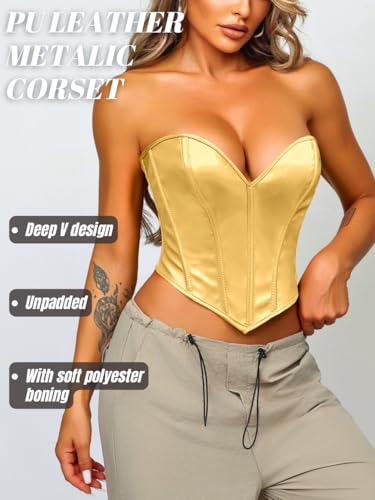 Image of ChiaoLezhee Heart Corset Top For Women, Sexy Concert Outfits Going Out, Strapless Crop Top, Overbust Bustier